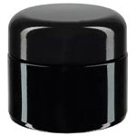 Violetti lasipurkit mustalla kannella