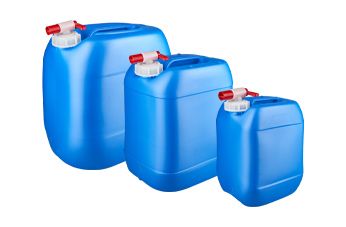 Sininen kanisteri hanalla