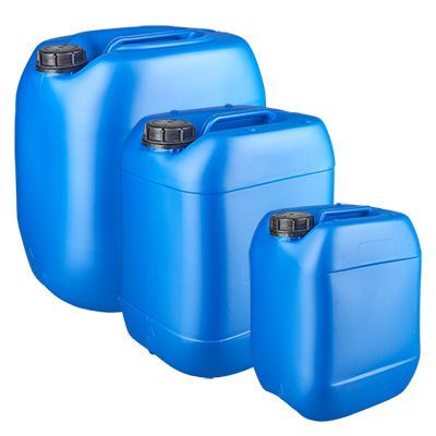 Sininen kanisteri kierrekorkilla