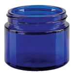 Siniset lasipurkit ilman kantta