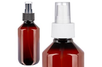 Ruskeat PET-lääkepullot suihkukorkilla